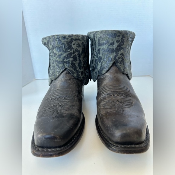 Sonora Cassidy Foldover Tooled Distressed Leather Western Cowgirl Boots Size 7.5 - Picture 4 of 10